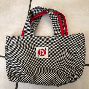 Sasicco black and white checked handbag